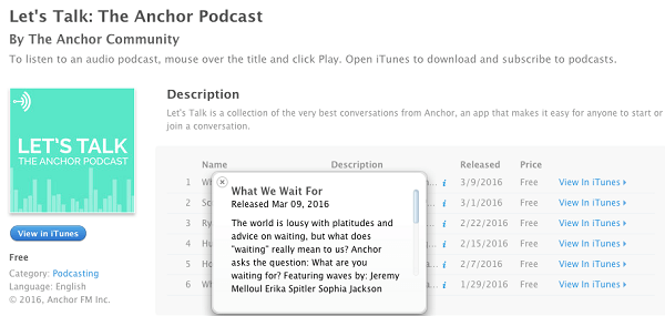 ukotvit komunitní podcast s vlnami na iTunes