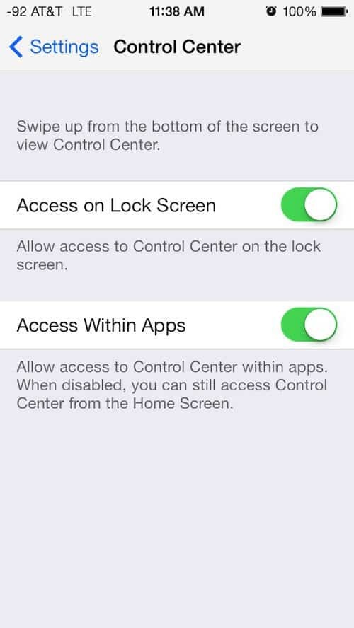 Jak zakázat iOS 7 Control Center při používání aplikací