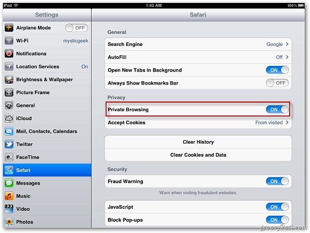 Apple iOS 5: Povolte soukromé prohlížení Safari