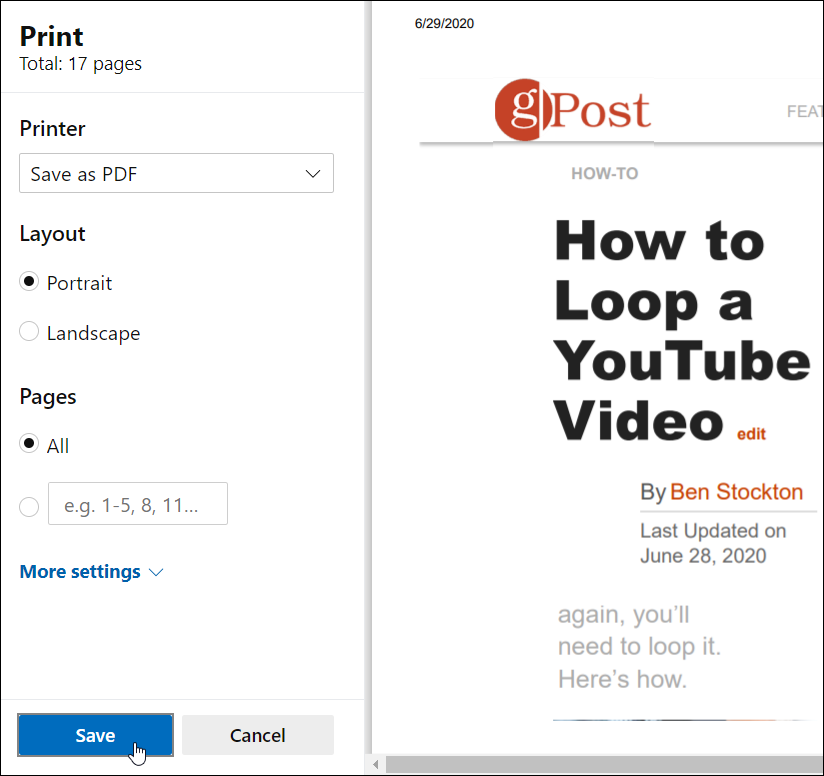 tisk webové stránky pdf