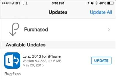 Lync pro iPhone Update