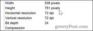 Podrobnosti DPI pro obrázek ve Windows