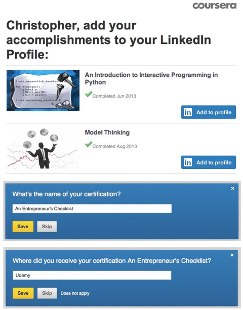 Linkedin přidat certifikace
