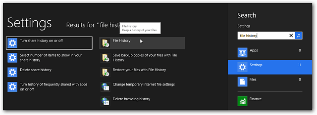 Jak povolit historii souborů Windows 8