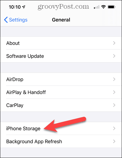 Klepněte na iPhone Storage