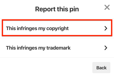 pinterest report pin this neporušuje moje autorská práva
