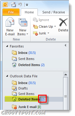 složka smazaných položek aplikace Outlook 2010