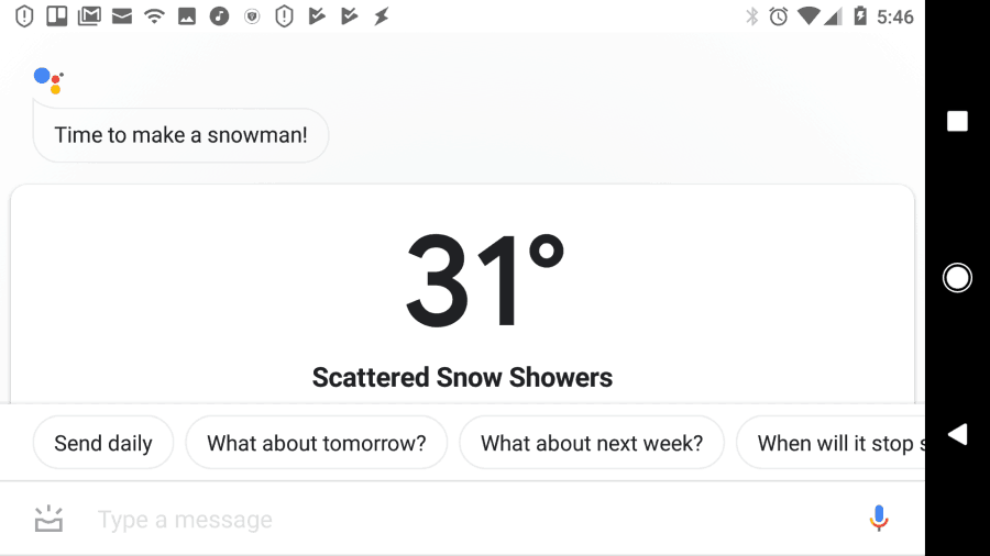 předpověď počasí asistenta Google