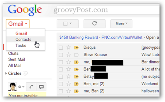importovat více kontaktů do Gmailu