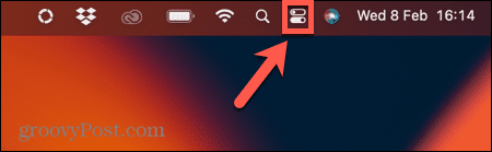 ikona ovládacího centra na panelu nástrojů mac