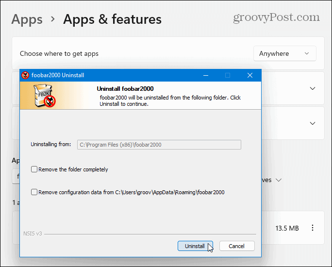 Odinstalujte Win32 Apps Windows 11