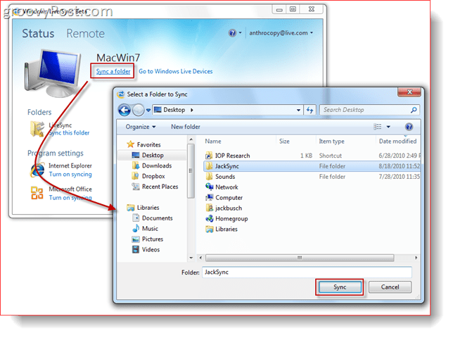 Synchronizace složky s Windows Live Sync Beta