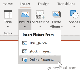 Vložení obrázku ze zdroje online v aplikaci PowerPoint
