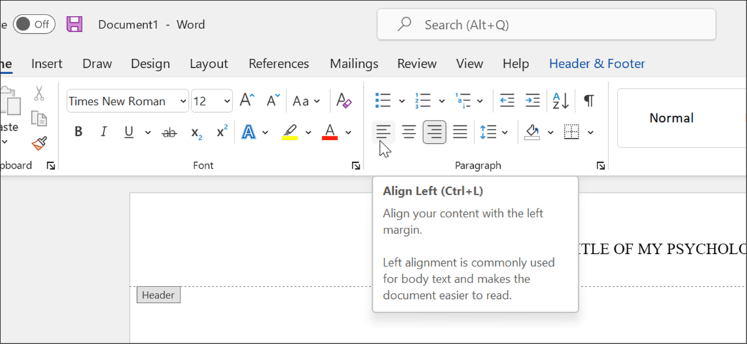 formát APA styl v aplikaci Microsoft Word