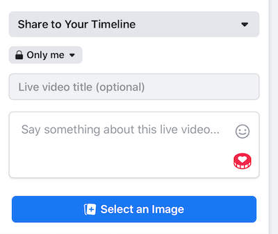 nastavit Facebook Live stream na nastavení ochrany osobních údajů Only Me