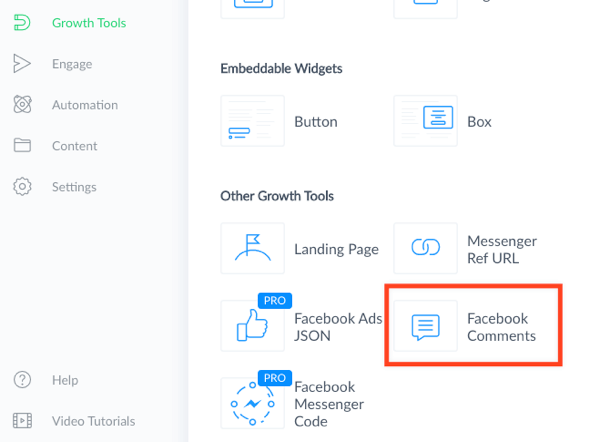 Vyberte nástroj pro růst komentářů na Facebooku.