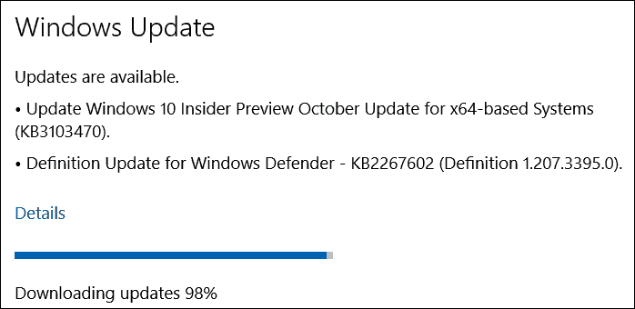 Říjnová aktualizace (KB3103470) pro Windows Insider Preview