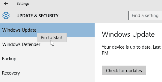 Připnout aktualizaci systému Windows