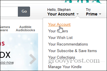 Změnit heslo Amazon - Klikněte na svůj účet