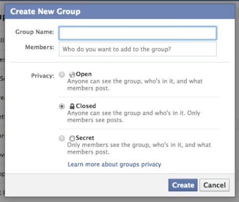 obrazovka nastavení skupiny facebook