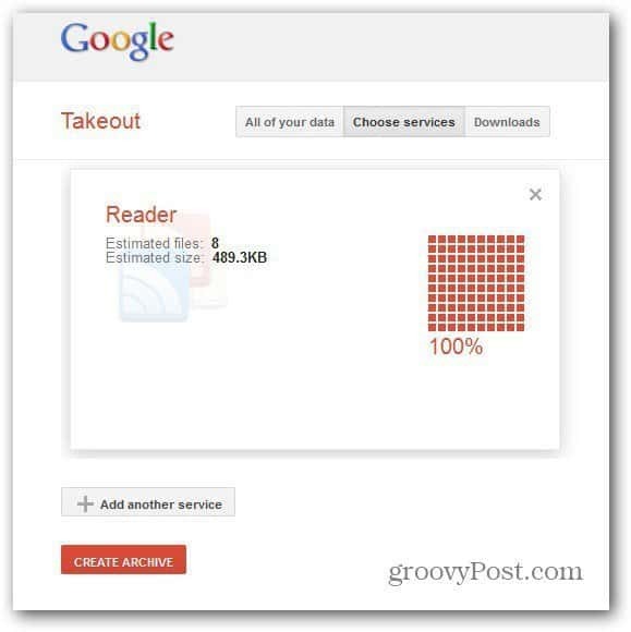 takeout google reader create archive