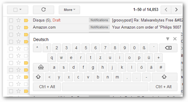 gmail klávesnice na obrazovce