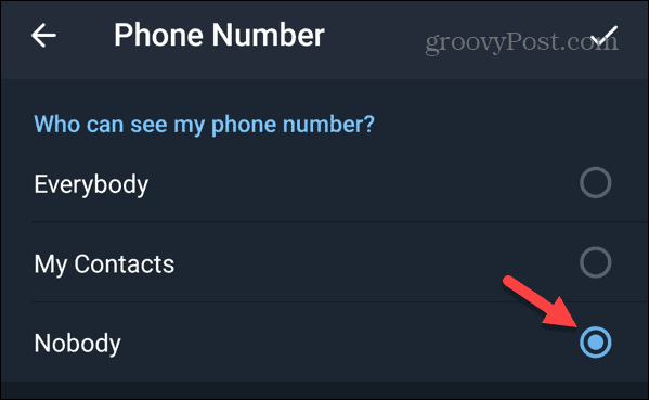 Moje telefonní číslo v Telegramu na Androidu nikdo nevidí