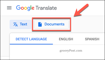 Tlačítko Dokumenty Google Translate