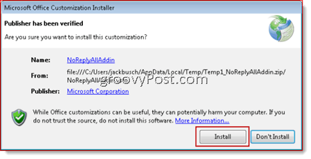 Instalace NoReplyAll v aplikaci Outlook 2010