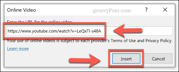 Vložení online videa pomocí adresy URL v aplikaci PowerPoint