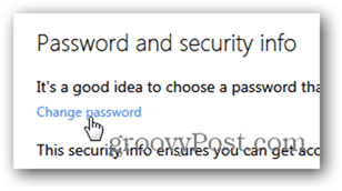 změnit heslo outlook.com - klikněte na změnit heslo