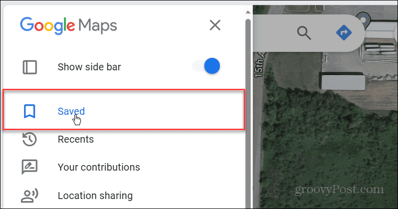 uložené menu google maps