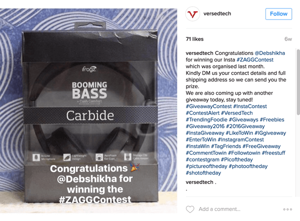 Nezapomeňte vyhlásit vítěze vaší soutěže Instagram selfie.