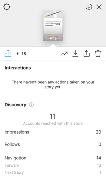Prohlédněte si údaje o ROI Instagram Stories, krok 9.