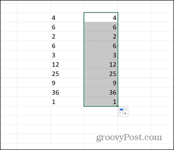 Excel přetažené buňky