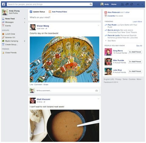 facebook aktualizace novinek feed design písma