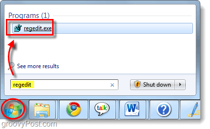 spusťte regedit ve windows 7