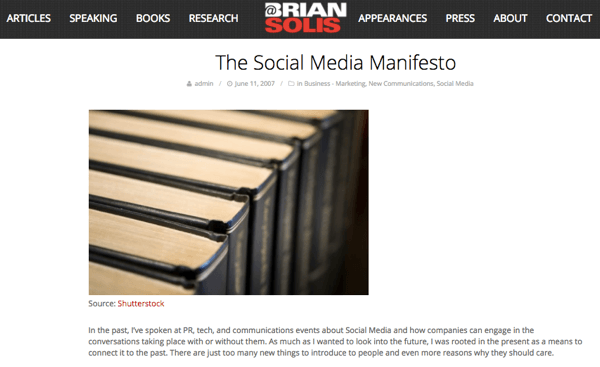 Když Brian viděl potenciál sociálních médií, napsal Manifest sociálních médií.