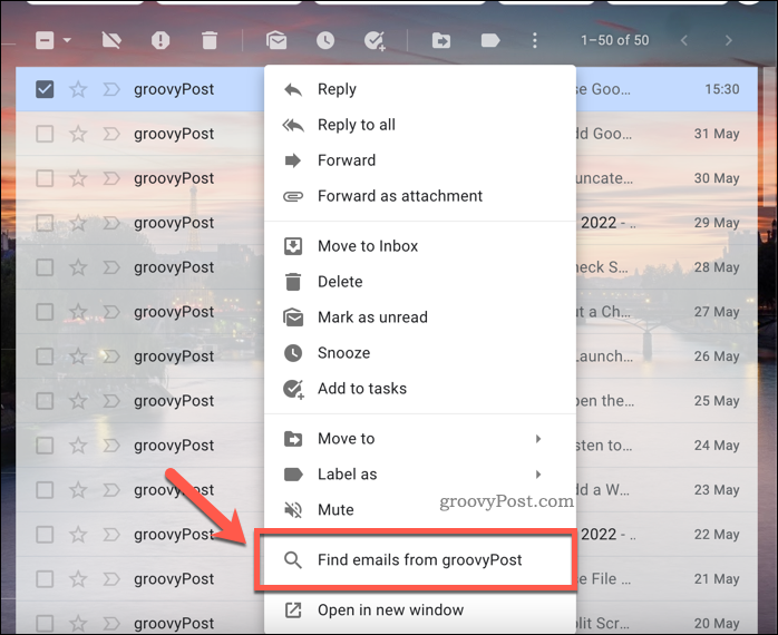 Gmail Najít e-maily z možností