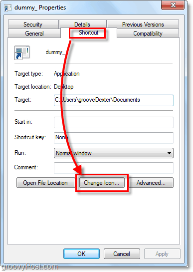 změnit ikonu zástupce Windows 7
