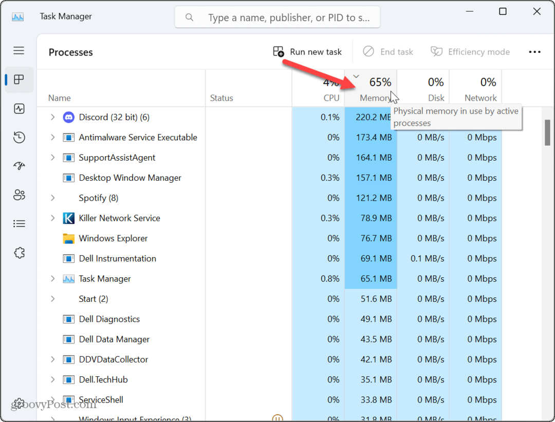 Jak zjistit využití paměti aplikace v systému Windows 11