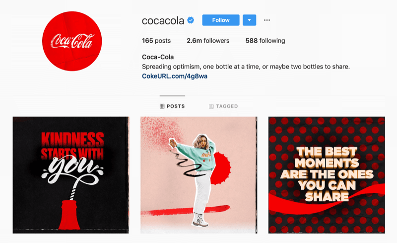 Instagramový profil pro Coca-Cola