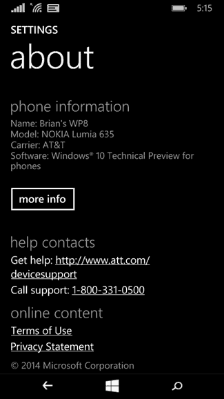 Windows 10 technický náhled pro telefony