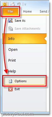 Soubor> Možnosti v aplikaci Outlook 2010