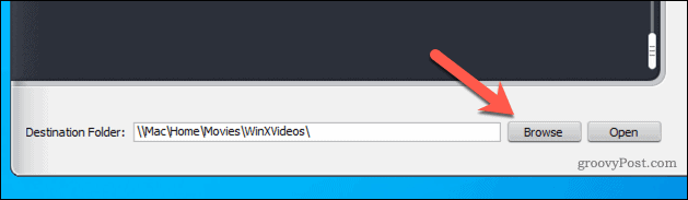 Nastavení cíle výstupu souboru ve WinX
