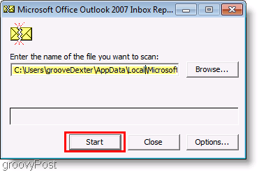Screenshot - Oprava souboru ScanPST aplikace Outlook 2007
