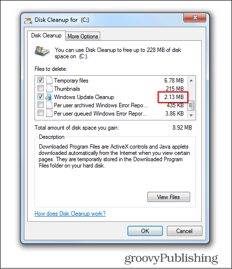 Aktualizace systému Windows 7 Umožňuje odstranit staré aktualizační soubory