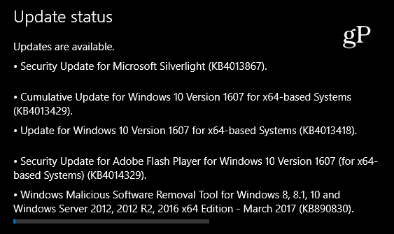 K dispozici je nyní kumulativní aktualizace systému Windows 10 KB4013429