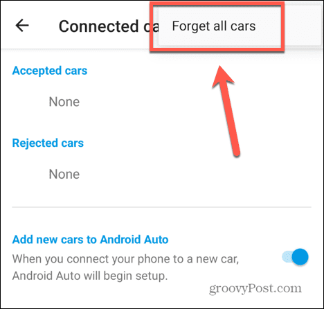 android auto zapomenout na všechna auta
