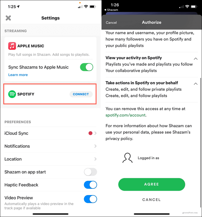 Připojte Spotify k Shazamu